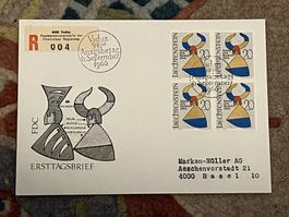 1 Erstagsbrief LI Einschreiben Viererblock 1966