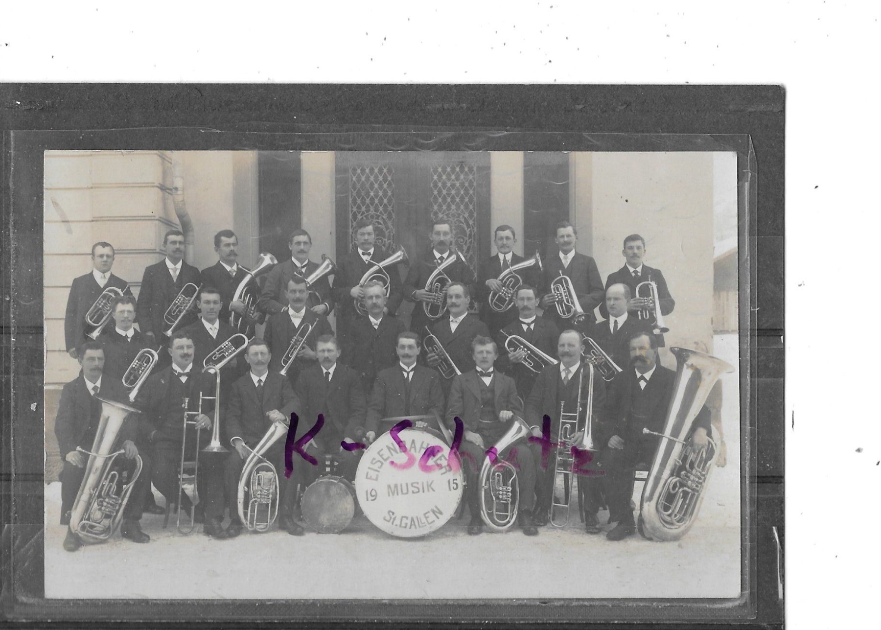 Ansichtskarten: SG Eisenbahner Musik St.Gallen 1915 – Gebraucht aus Schocherswil von Wilare