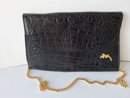 Elegante Vintage Kroko-Optik Handtasche mit Goldkette👜🤩
