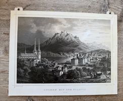 Original Stahlstich Luzern