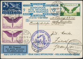 1929 - Pro Patria - Bundesfeierkarte - Flugpost - Zeppelin