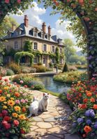 Alipson Puzzle "Herrschaftliches Haus mit Katzen"
