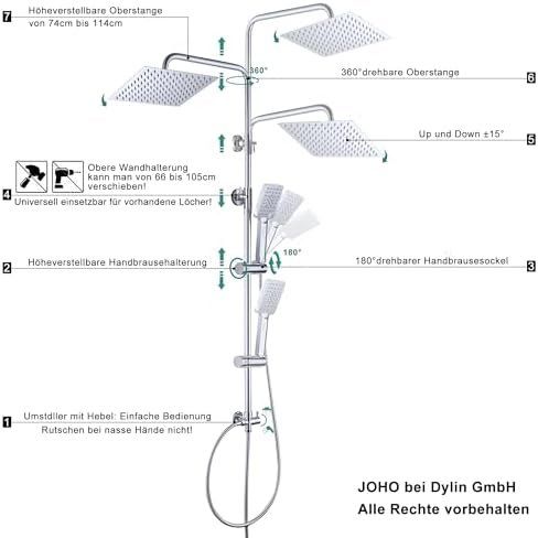 Docce: Duschset Armatur Chrom Duschstangeset Duschsäuleset 30x30cm – Nuovo e nell'imballaggio originale da Hundwil venduto da pak_7zvn 6