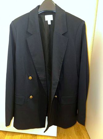 Blazer blu scuro oversize, bottoni oro, H&M,  taglia M.