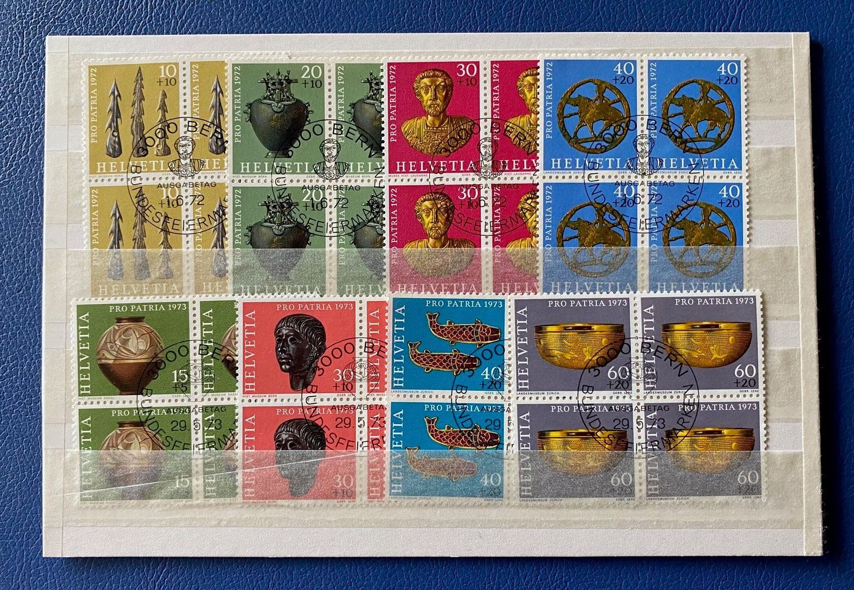 Alle Briefmarken: Pro Patria Viererblocksammlung 72 - 75 mit ET - Stempel – Neu (gemäss Beschreibung) aus Sirnach von Thomsi