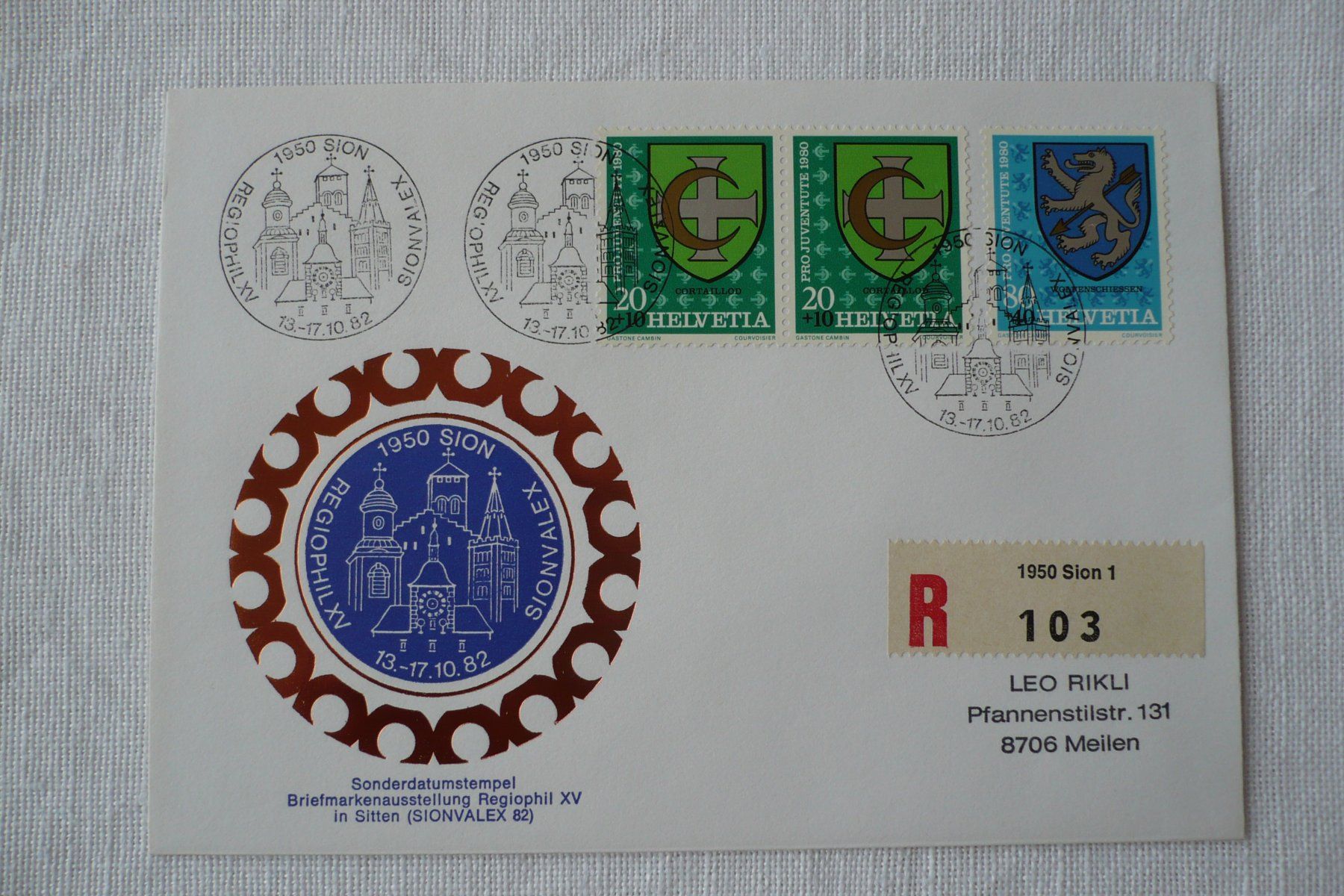 Alle Briefmarken: 1982 REGIOPHIL XV, Sion – Gebraucht aus Zürich von saltandpepper008