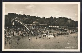 AK Zürich, Strandbad mit Badegästen