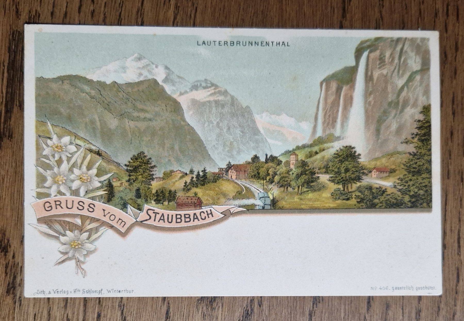 Cartoline postali: Gruss vom Staubbach, Lauterbrunnenthal ca. 1900 – Usato da Ebikon venduto da Donar50