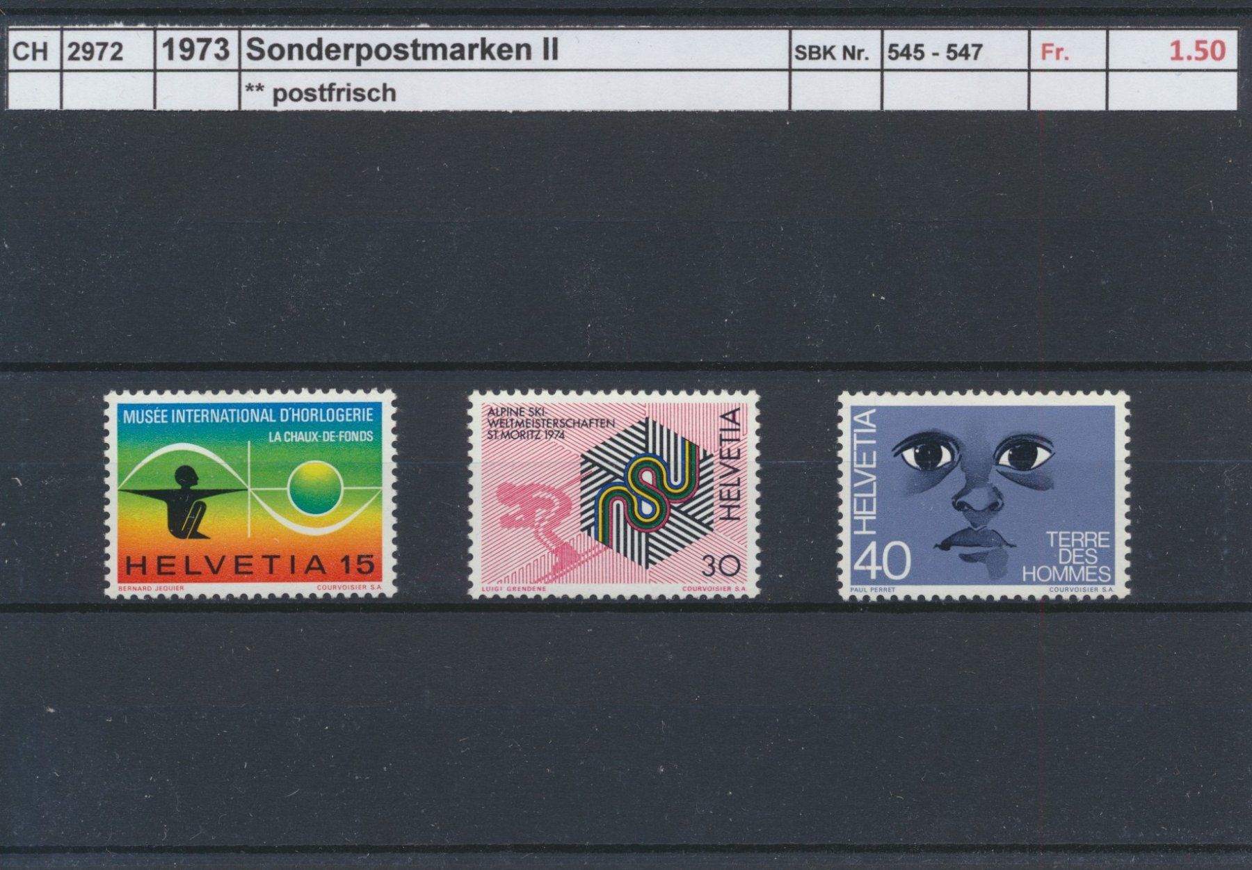 Tous les timbres: 1973 "Sonderpostmarken II", ** postfrisch – Neuf (Voir description) à Winterthur par Zupogeru