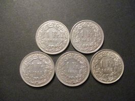 5 x 1.- Fr  1914-21-44-45-63 Superbes pièces