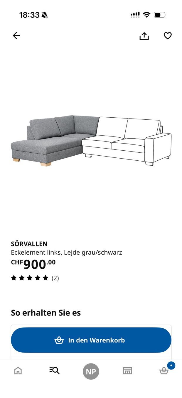 Ikea Sofas: Sofateil zu verkaufen – CHF 100 – D'occasion à ostermundigen par nixolacio_1