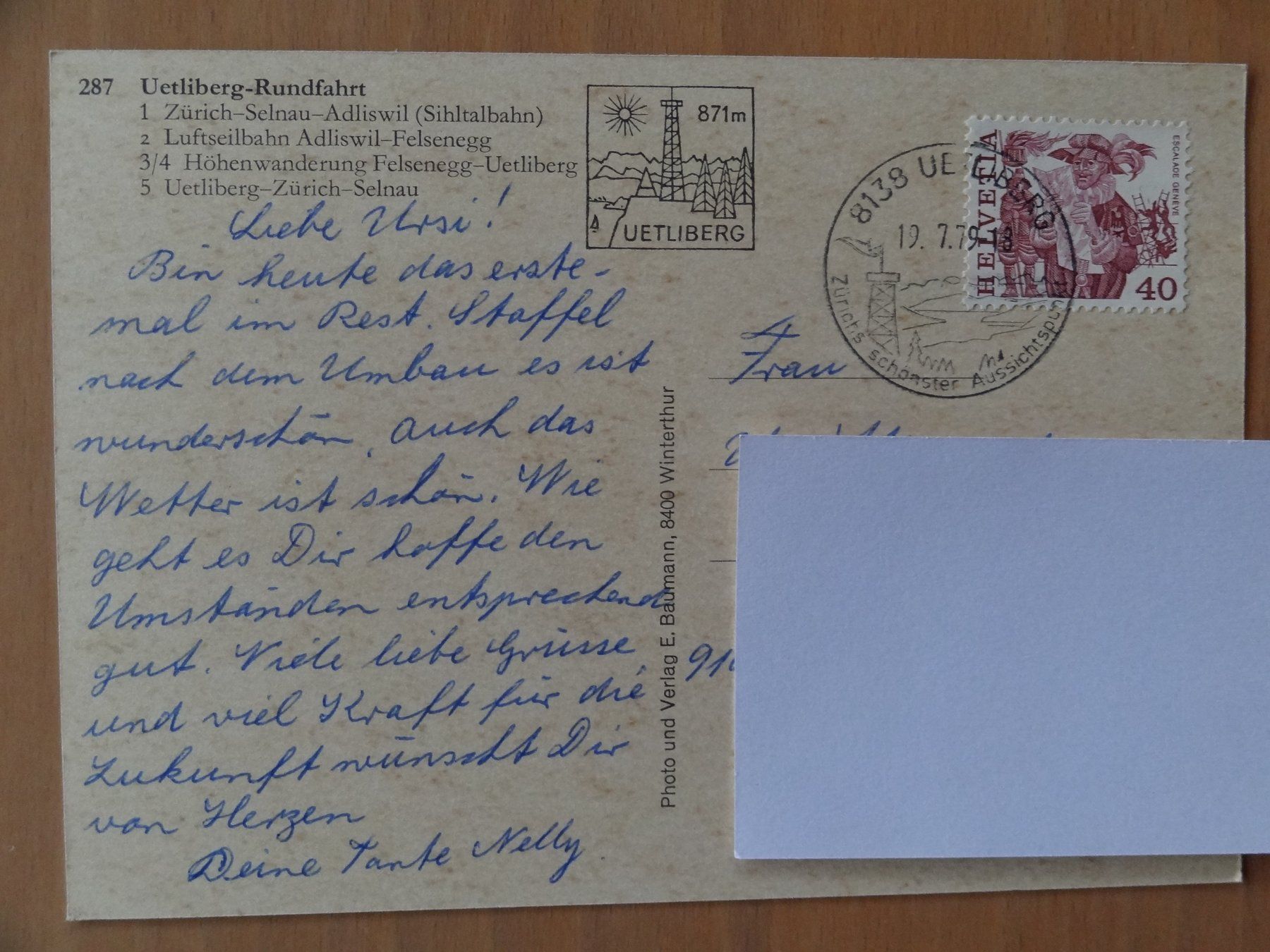 Cartoline postali: Uetliberg - ZH - 1979 – Usato da St Léonard venduto da Riglin 1
