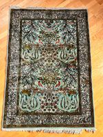 Tapis oriental bleu turquoise, fait main, parfait état!