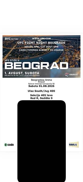 Tickets: UFC Belgrade Tickets – Gebraucht aus Zürich von jov_jg9g