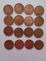 16 Münzen England One Penny - Bronze 1914 – 1967
