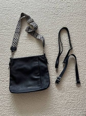 Leder Schultertasche Blau