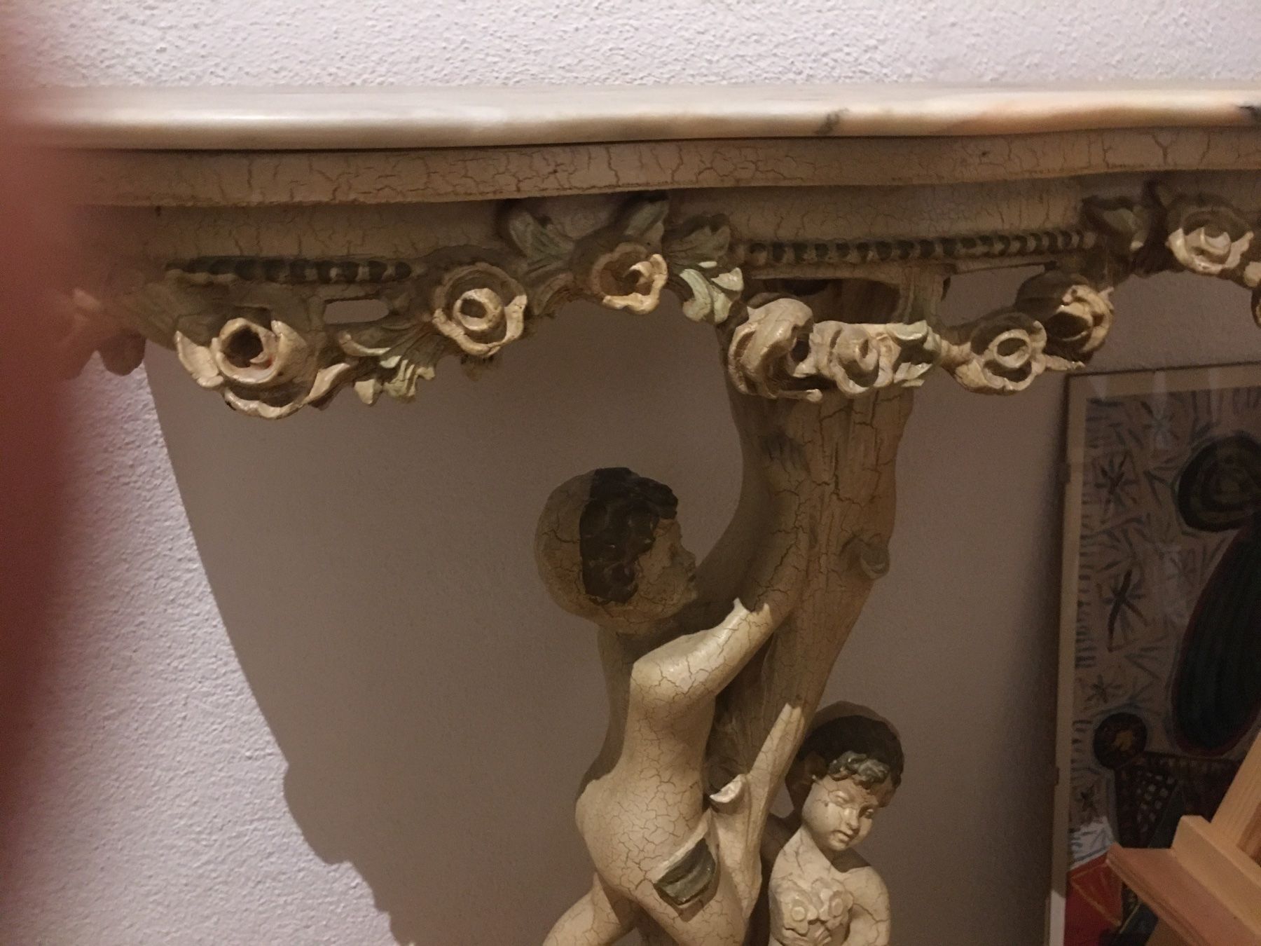 Cassettiere: Alter Spiegel und Tischchen mit Engeln – Usato da Rothrist venduto da bambus18 6
