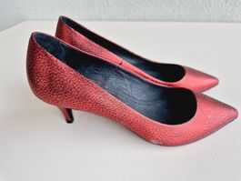 MAJE PUMPS 37 LEDER SCHUHE NEU ROT BALLERINAS, TOP zu JEANS