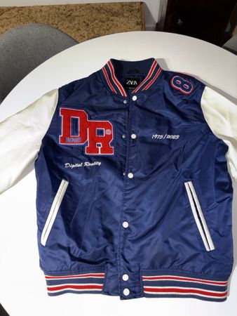 Veste bomber ZARA bleue et blanche taille L