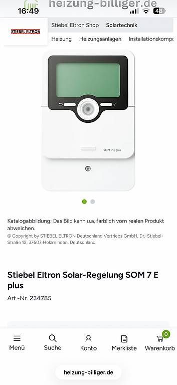 Sistema di controllo: Solarregler Stiebel Eltron SOM 7 E Plus – Usato da Oberuzwil venduto da Daenael 3
