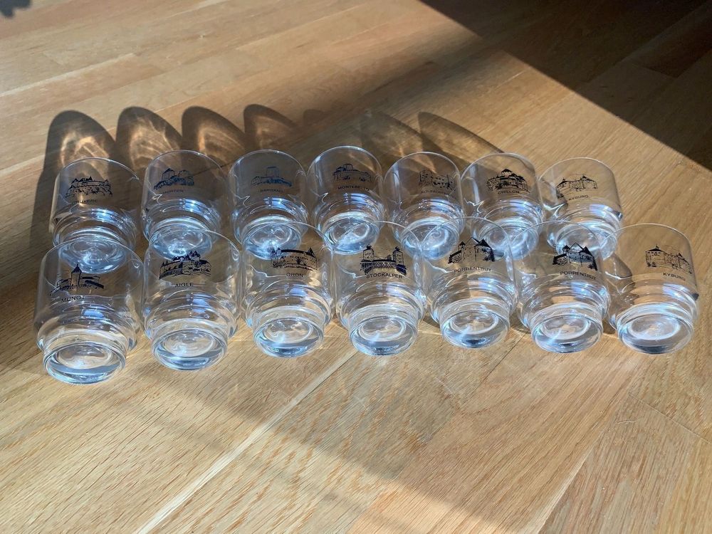 Gläser: Burgengläser - verschiedene CH Schlösser - Glas -auch Einzel – Neu (gemäss Beschreibung) aus Brugg von Gpandabaer 2