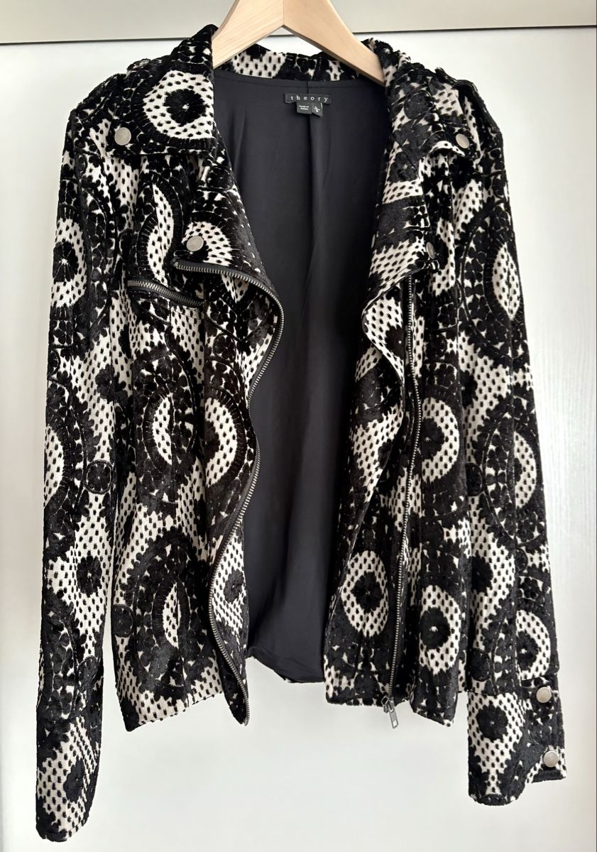 Theory Giacche: Theory Black & White Print Moto jacket-size L – Usato da Zürich venduto da ron_t88f 3