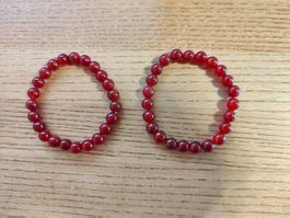 2 Karneol Armbänder, Beads ca. 8mm