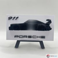 Porsche 911 RWB Layered 3D Printed Wall Art Black White