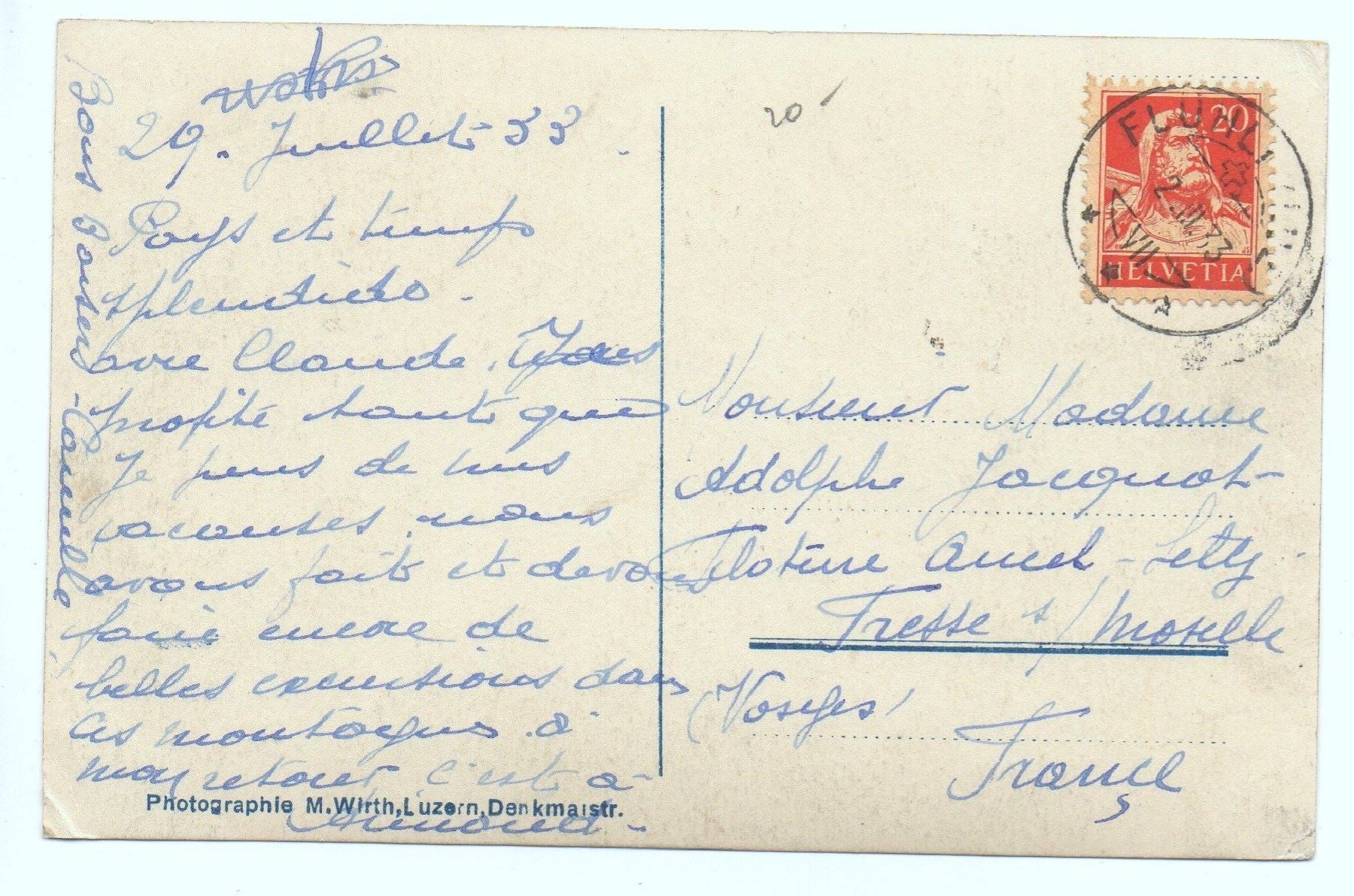 Cartoline postali: FLÜHLI Luzern an der Waldemme – Usato da Jona venduto da philajona 1
