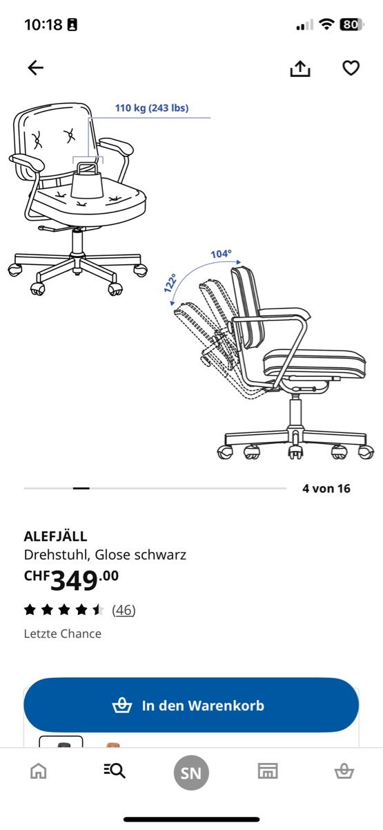 Ikea Sedie: Bürostuhl Alefjäll (IKEA)  – Usato da Trimbach venduto da pin_dsm9 4