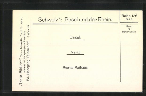 Ansichtskarten: Basel, Markt mit Rathaus und Strassenbah – Gebraucht aus Berlin von bartko-reher 1