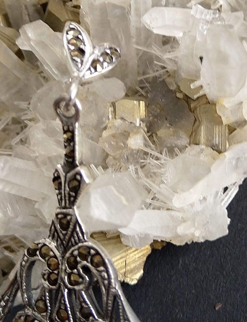 Ohrringe & -stecker: OHRRINGE  925 SILBER MIT HERZ UND MARKASITEN – Gebraucht aus Romanshorn von BoutiqueA 2