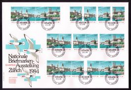 1984_NABA-Block ZÜRICH_6 ZUSAMMENDRUCKE +EM komplett_FDC !