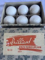 6 Brilliant Christbaumkugeln weiss unzerbrechlich Vintage