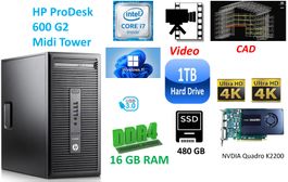HP 600 G2 Intel i7 16GB RAM 480GB+1TB Speicher Win11 NVIDIA
