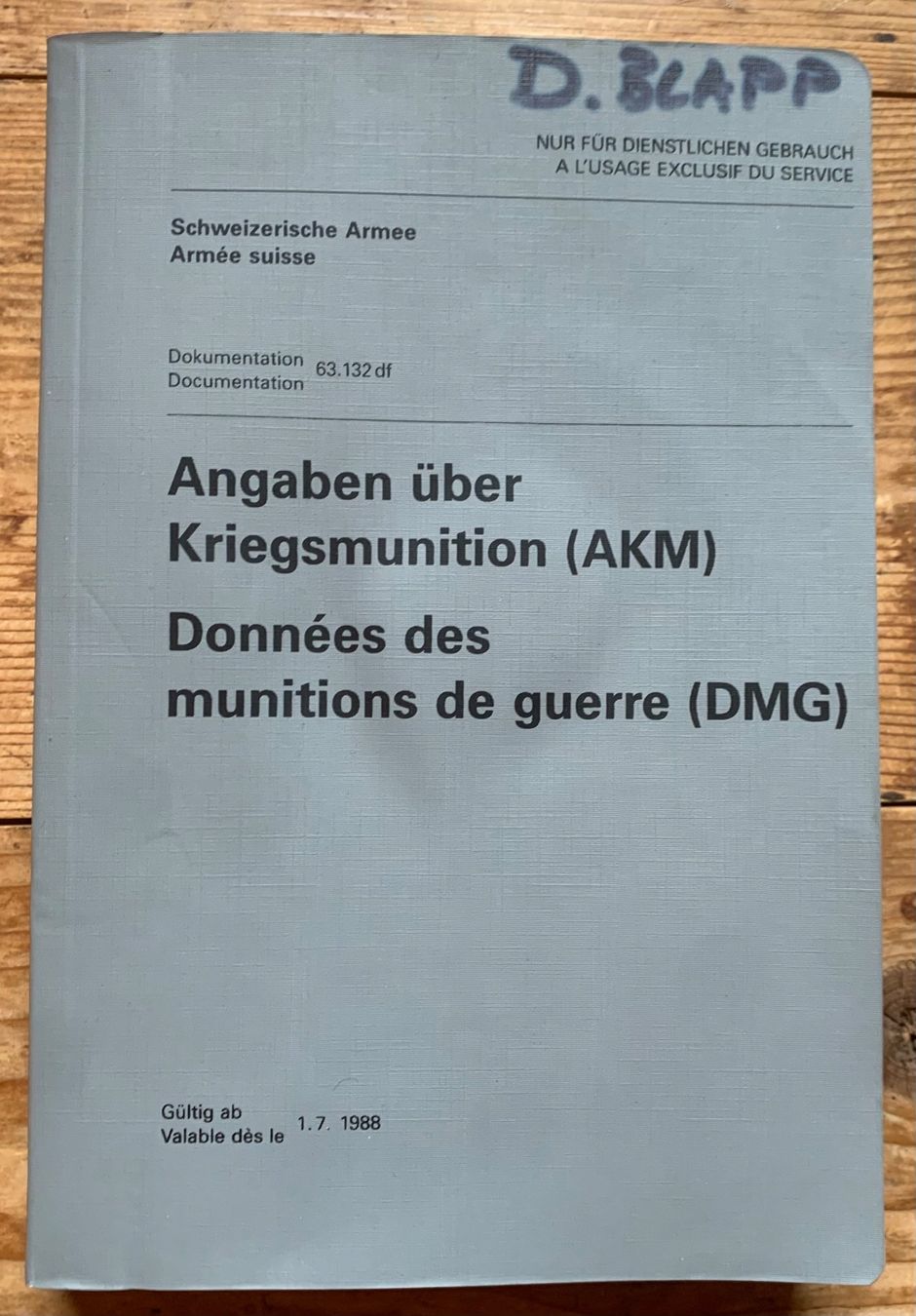 Libri: Dokumentation 63.132 df Angaben über Kriegsmunition – Usato da Goldingen venduto da Bergler012