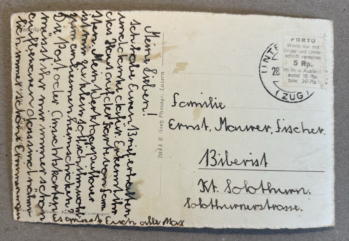 Cartoline postali: Ansichtskarte Unterägeri – Usato da Luzern venduto da Balbel 1
