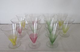 10er Set Vintage Dessertgläser, Eisbecher, 50er Jahre