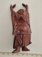 Holzschnitzerei lachender Buddha Figur antik Zustand Asien