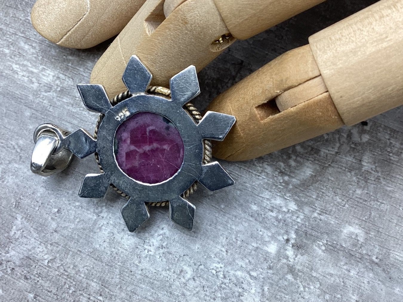Anhänger: Pendentif en argent et jaspe vert et violet – Gebraucht aus Agiez von Beve15 2