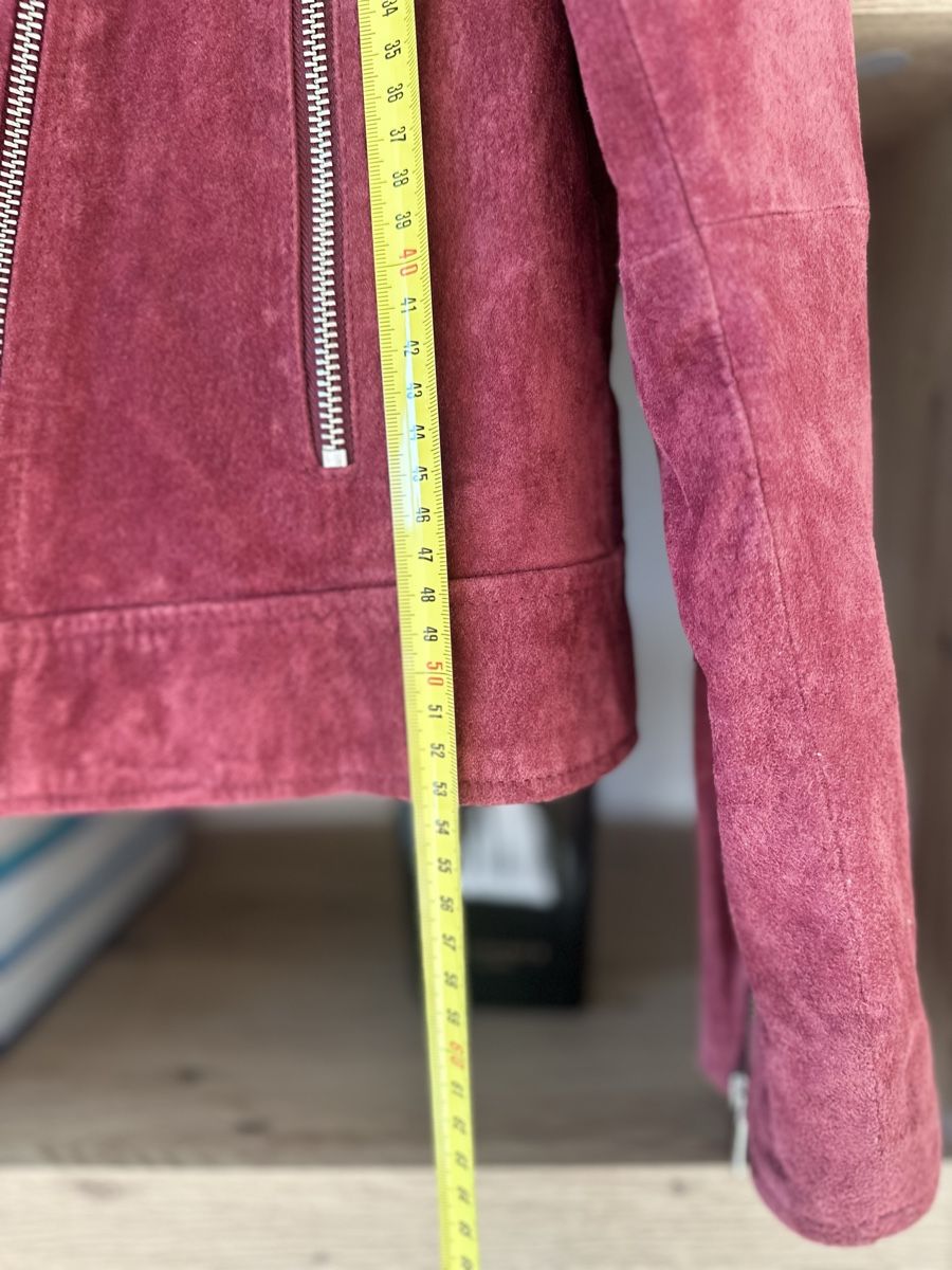 Mango Jacken: Mango Suede Biker Jacket, Size S, Bordeaux Red, Autumn! – Gebraucht aus La Croix (Lutry) von secondhandZara 5