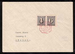 1943 Zürich Blockausschnitte W12, W13 auf Brief
