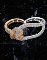 Elegante Damen Ring, bicolor mit Strass, Grösse 54/55