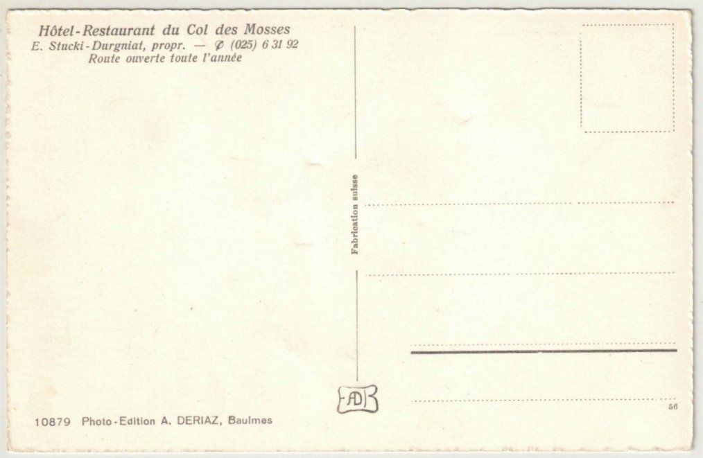 Cartoline postali: Col des Mosses - Skilift mit Gros Van – Usato da Binningen venduto da Mountainrider 1