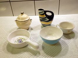 Caquelon, Deckeldose, Vase, Schale, Tasse, Keramik/Porzellan
