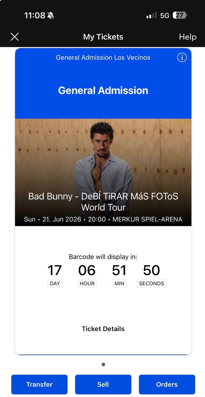 Biglietti: Bad bunny Ticket los vecinos 21.6. Düsseldorf – Nuovo e nell'imballaggio originale da zürich venduto da ValerieCA