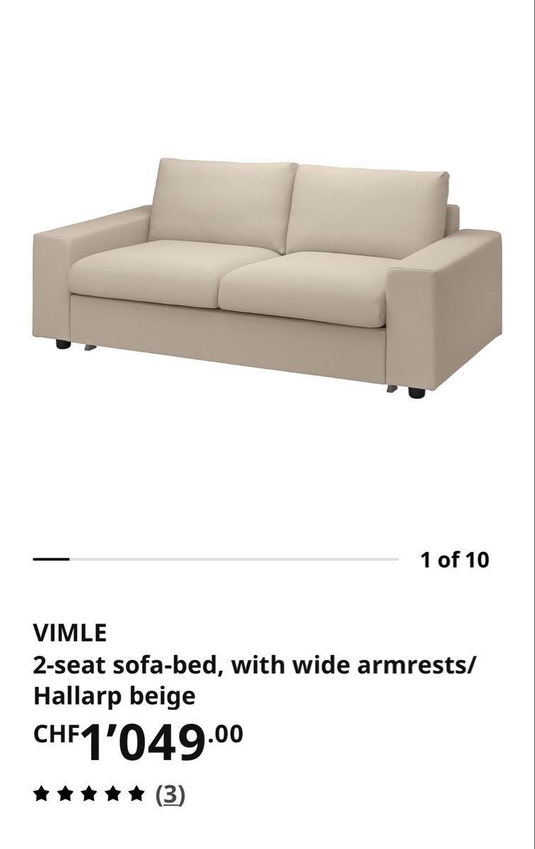 Sofas: IKEA Vimle Sofa Bed – Barely Used – Gunnared Beige – D'occasion à Zürich par simo_leo 1