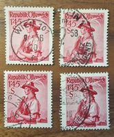 4x Österreichische Briefmarken, Tracht, gestempelt!