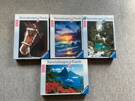 Ravensburger Puzzle-Set, 4 Stück, 1000 Teile, Top Zustand