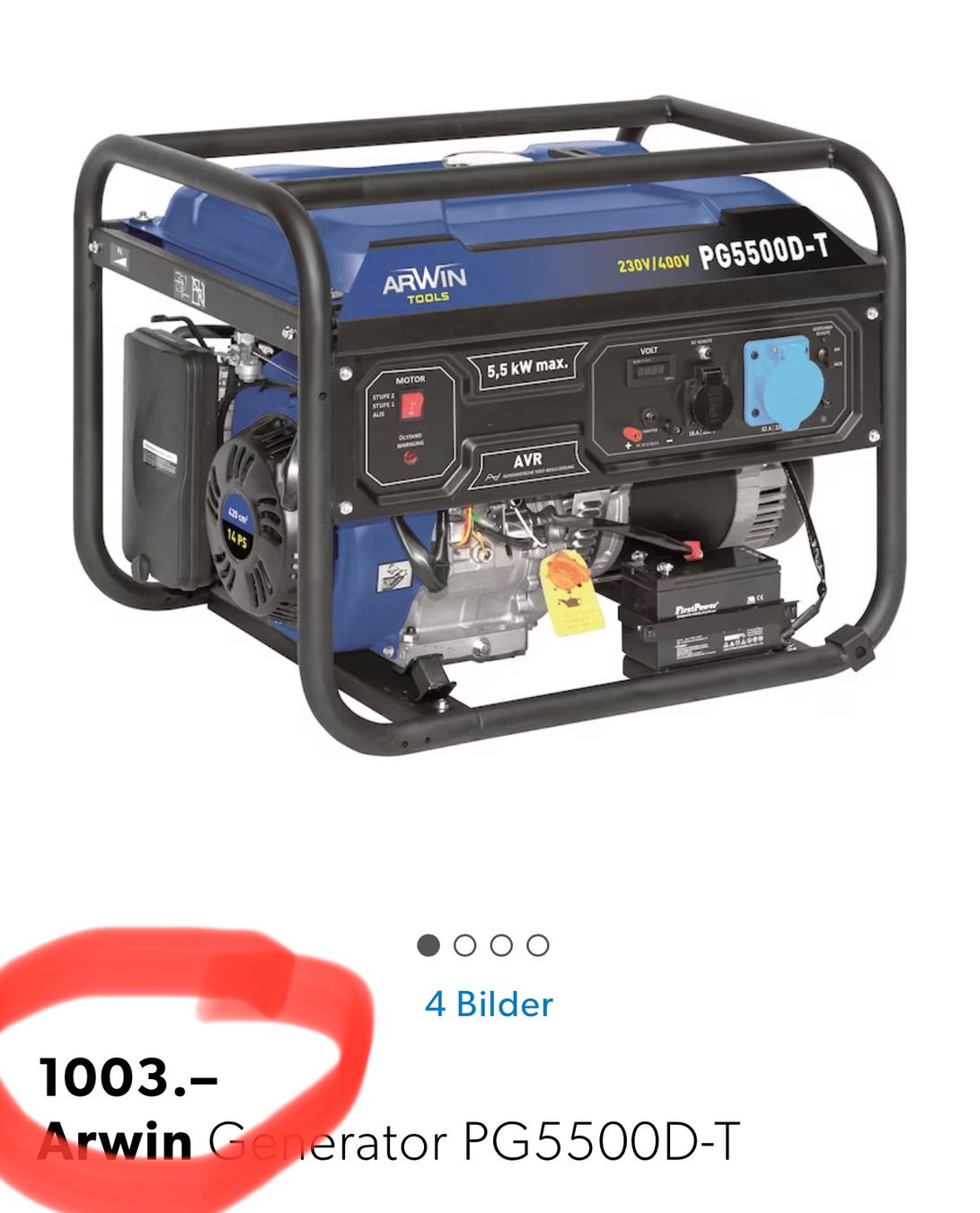 Generatori di corrente: neuer Stromgenerator ARWIN PG5500D-T – Nuovo e nell'imballaggio originale da Necker venduto da liq24 3